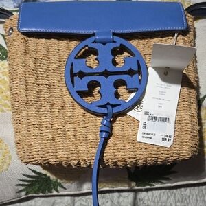 Tory Burch Blue and Tan Crossbody Bag